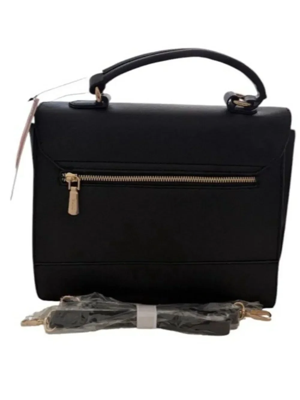 Trina Turk Top Handle Satchel Black Vegan Leather Shoulder Bag NWT $148 MSRP